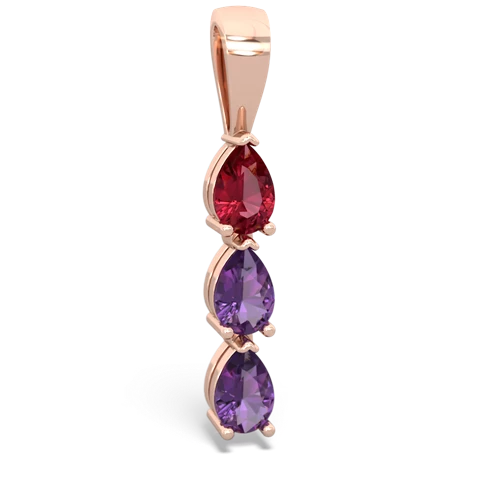 Lab Ruby Lab Created Ruby with Genuine Amethyst and  Three Stone pendant Pendant