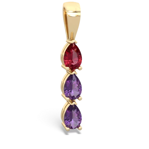 Lab Ruby Lab Created Ruby with Genuine Amethyst and Lab Created Pink Sapphire Three Stone pendant Pendant