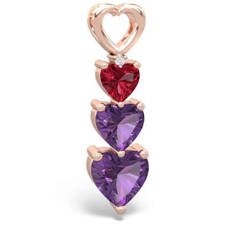 Lab Ruby Lab Created Ruby with Genuine Amethyst and  Past Present Future pendant Pendant