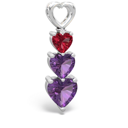 lab ruby-amethyst three stone pendant