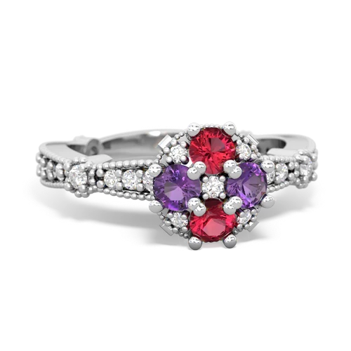 lab ruby-amethyst art deco engagement ring