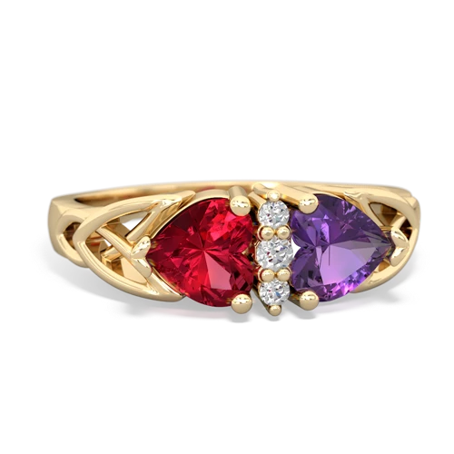 lab ruby-amethyst celtic ring