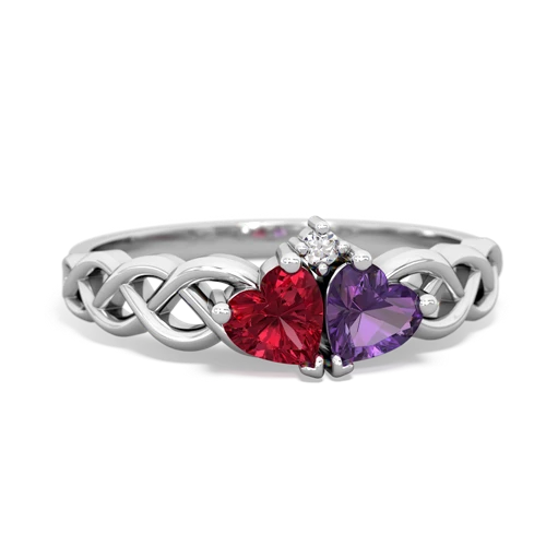 lab ruby-amethyst celtic braid ring