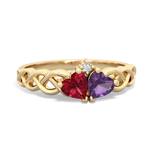 lab ruby-amethyst celtic braid ring