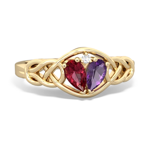 lab ruby-amethyst celtic knot ring