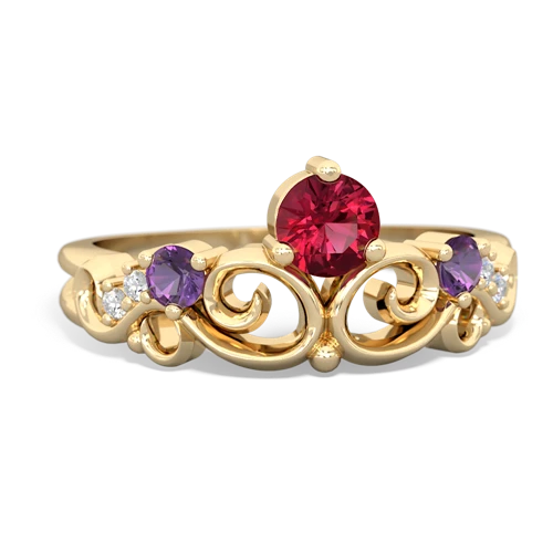 Lab Ruby Lab Created Ruby with Genuine Amethyst and  Crown Keepsake ring Ring