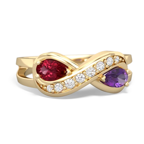 Lab Ruby Lab Created Ruby with Genuine Amethyst Diamond Infinity ring Ring