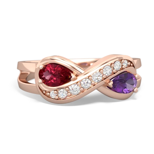 lab ruby-amethyst diamond infinity ring