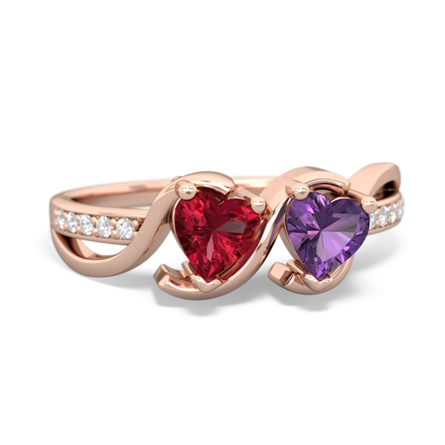 Lab Ruby Lab Created Ruby with Genuine Amethyst Side by Side ring Ring