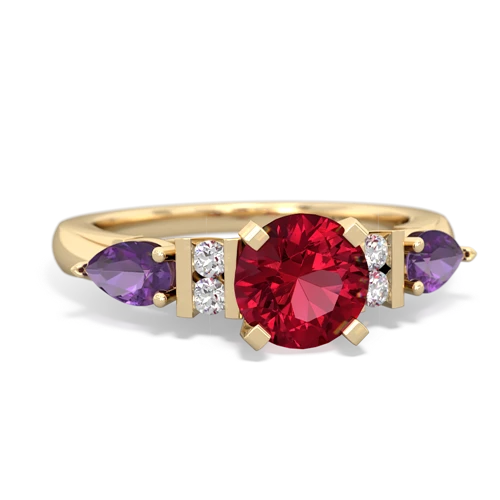 Lab Ruby Lab Created Ruby with Genuine Amethyst and Lab Created Pink Sapphire Engagement ring Ring