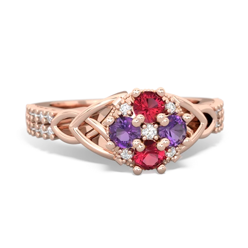 Lab Ruby Lab Created Ruby with Genuine Amethyst Celtic Knot Engagement ring Ring