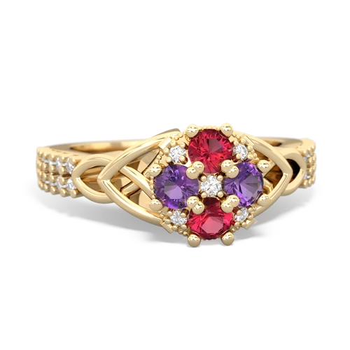 lab ruby-amethyst engagement ring