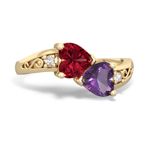 lab ruby-amethyst filligree ring