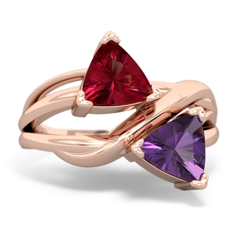 Lab Ruby Lab Created Ruby with Genuine Amethyst Split Band Swirl ring Ring