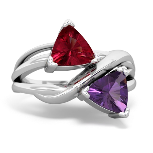 Lab Ruby Lab Created Ruby with Genuine Amethyst Split Band Swirl ring Ring