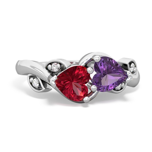 Lab Ruby Lab Created Ruby with Genuine Amethyst Floral Elegance ring Ring