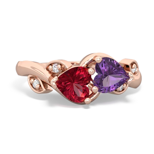 lab ruby-amethyst floral keepsake ring
