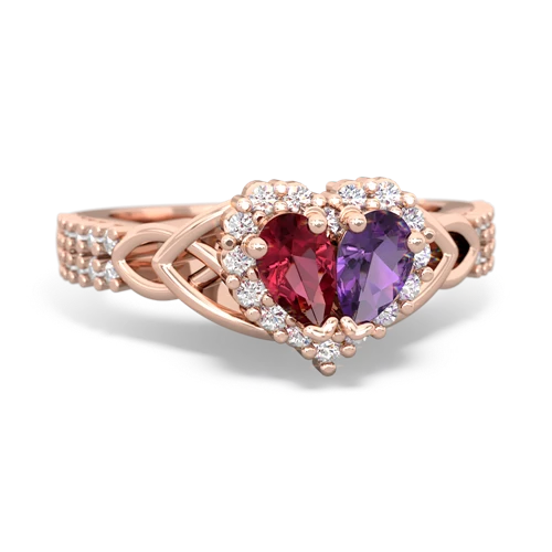Lab Ruby Lab Created Ruby with Genuine Amethyst Celtic Knot Engagement ring Ring