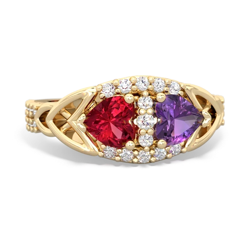 Lab Ruby Lab Created Ruby with Genuine Amethyst Celtic Knot Engagement ring Ring