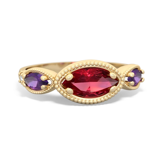 lab ruby-amethyst milgrain marquise ring