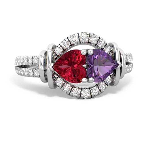 lab ruby-amethyst pave keepsake ring