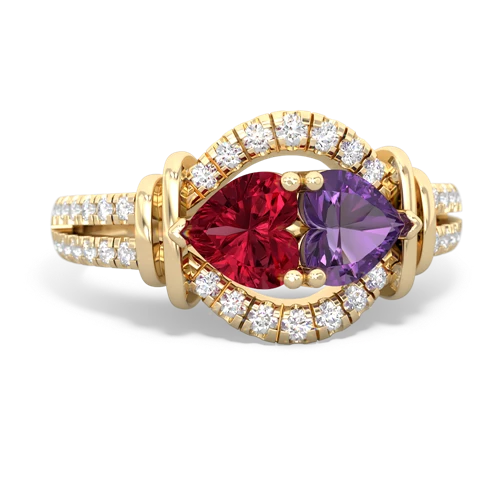 lab ruby-amethyst pave keepsake ring