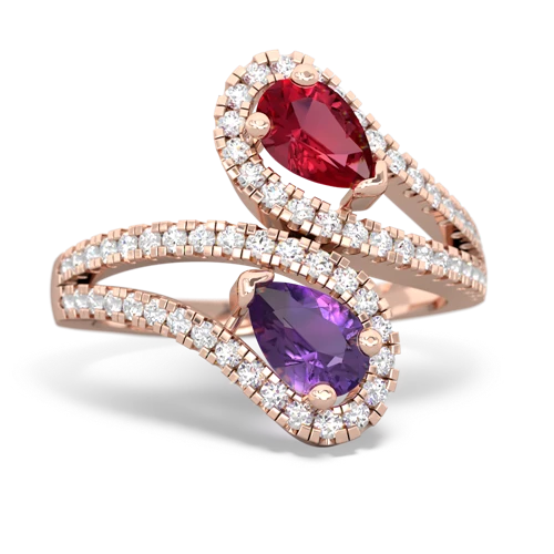Lab Ruby Lab Created Ruby with Genuine Amethyst Diamond Dazzler ring Ring
