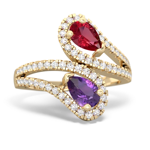 lab ruby-amethyst pave swirls ring