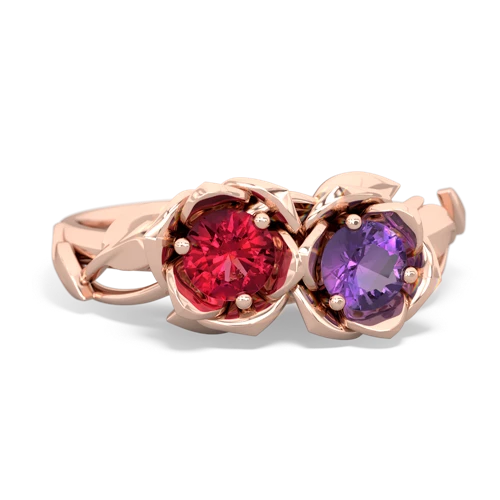 Lab Ruby Lab Created Ruby with Genuine Amethyst Rose Garden ring Ring