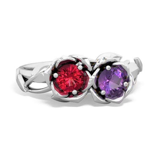 lab ruby-amethyst roses ring