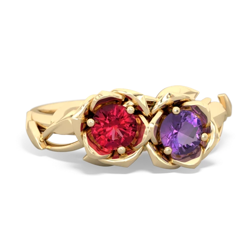 lab ruby-amethyst roses ring