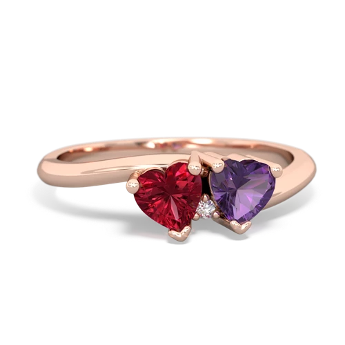 Lab Ruby Lab Created Ruby with Genuine Amethyst Sweetheart's Promise ring Ring