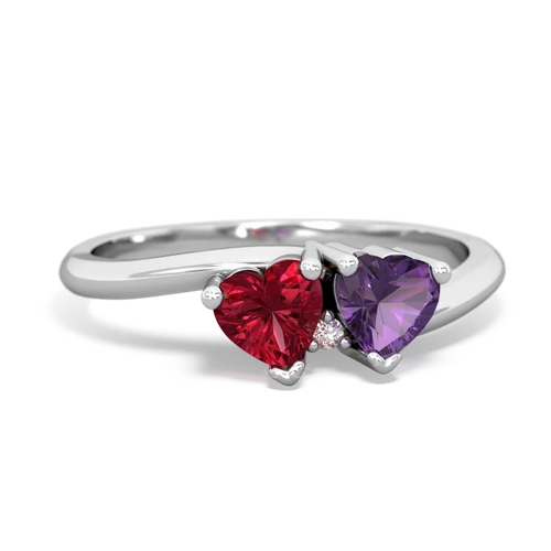 Lab Ruby Lab Created Ruby with Genuine Amethyst Sweetheart's Promise ring Ring