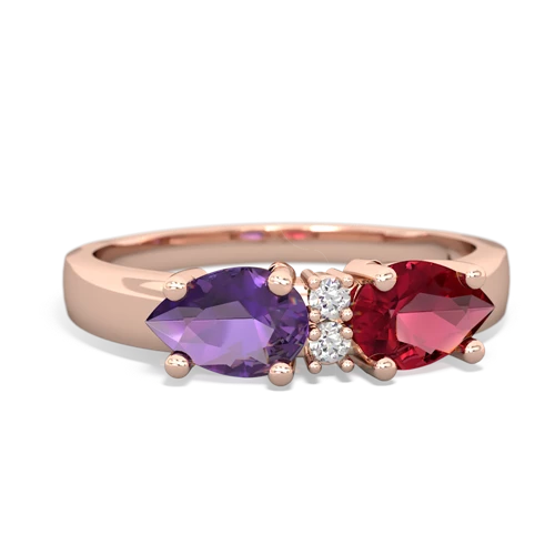 Lab Ruby Lab Created Ruby with Genuine Amethyst Pear Bowtie ring Ring