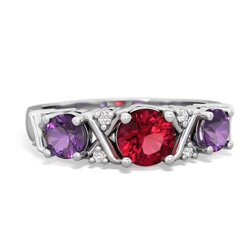 Lab Ruby Lab Created Ruby with Genuine Amethyst and  Hugs and Kisses ring Ring