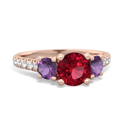 Lab Ruby Lab Created Ruby with Genuine Amethyst and  Pave Trellis ring Ring