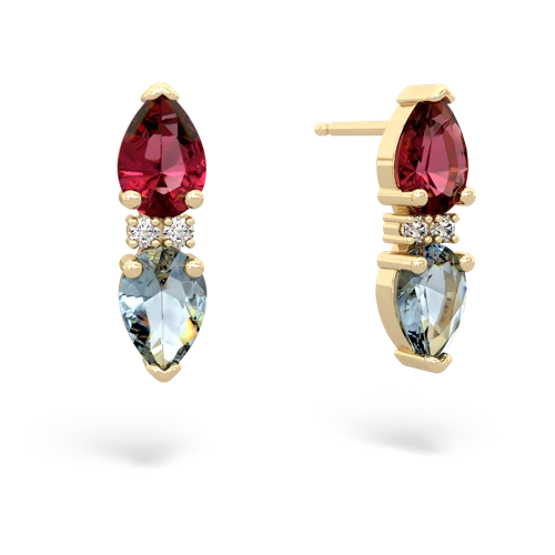 lab ruby-aquamarine bowtie earrings