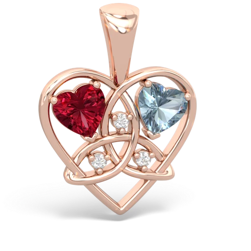 lab ruby-aquamarine celtic heart pendant