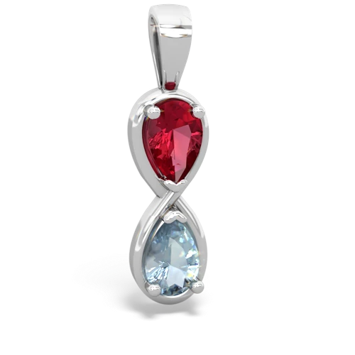 Lab Created Ruby with Genuine Aquamarine Infinity pendant