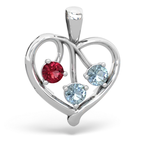 lab ruby-aquamarine love heart pendant