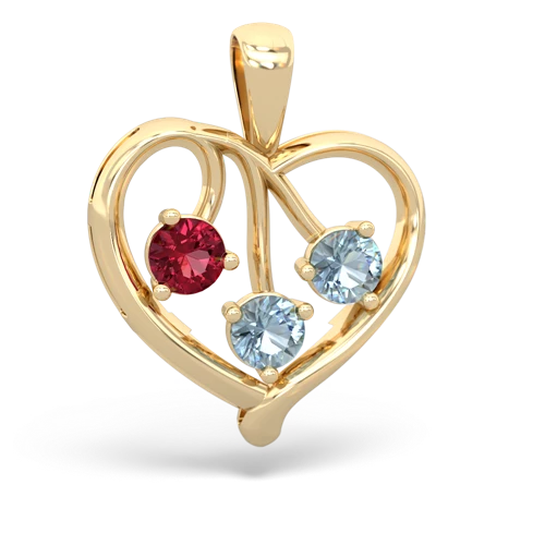 lab ruby-aquamarine love heart pendant