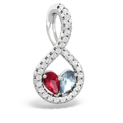 Lab Created Ruby with Genuine Aquamarine PavÃ© Twist pendant