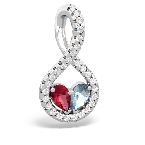 lab ruby-aquamarine pave twist pendant