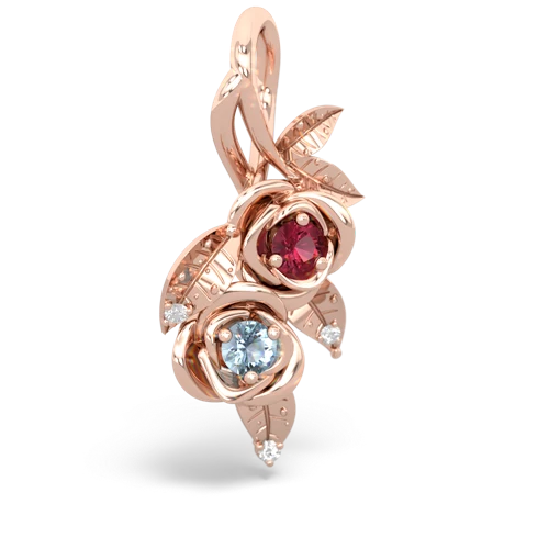 lab ruby-aquamarine rose vine pendant