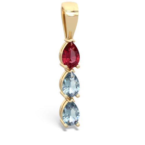 Lab Ruby Lab Created Ruby with Genuine Aquamarine and Genuine Fire Opal Three Stone pendant Pendant