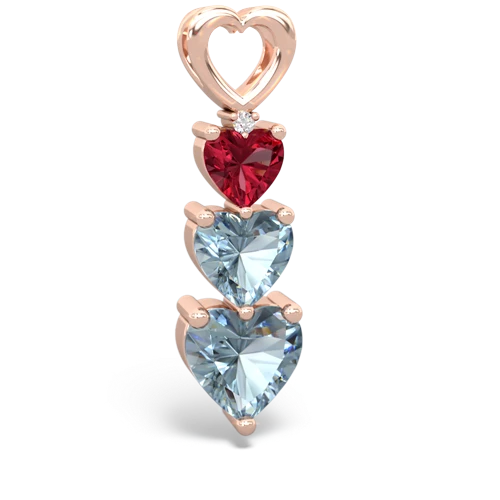 lab ruby-aquamarine three stone pendant