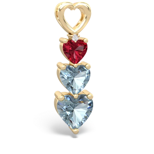 Lab Ruby Lab Created Ruby with Genuine Aquamarine and Genuine Fire Opal Past Present Future pendant Pendant