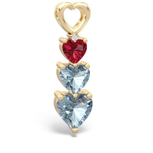 Lab Ruby Lab Created Ruby with Genuine Aquamarine and Genuine Smoky Quartz Past Present Future pendant Pendant