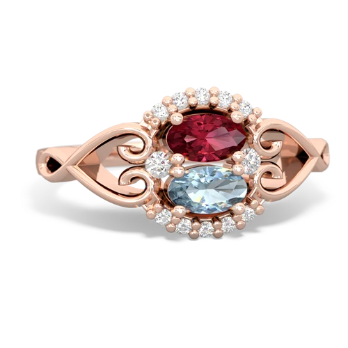 lab ruby-aquamarine antique keepsake ring