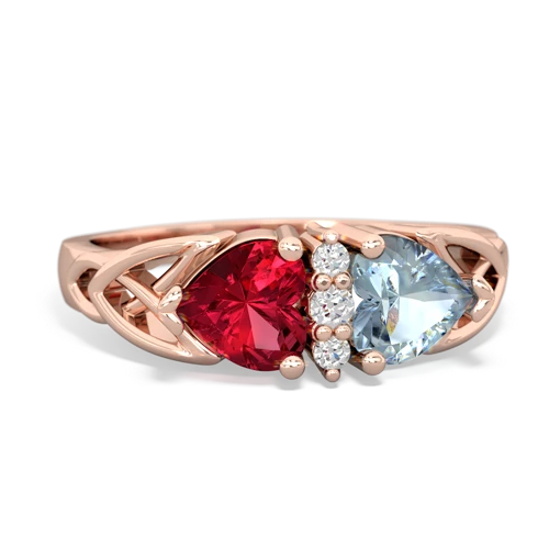 lab ruby-aquamarine celtic ring